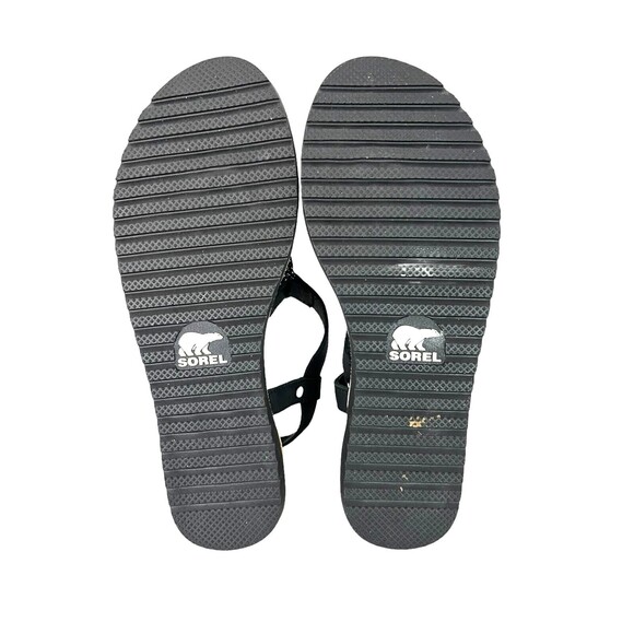 Sorel Womens Flat Ella T Strap Sandals  Size 6.5  Black Macrame & Leather Beaded - Picture 10 of 10